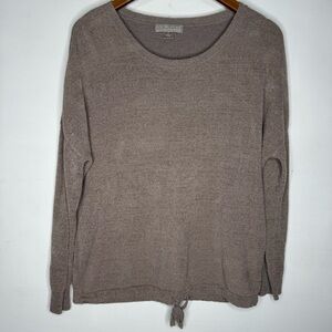 Barefoot Dreams CozyChic Ultralite Cozy Brown Long Sleeve Sweater waist cinch